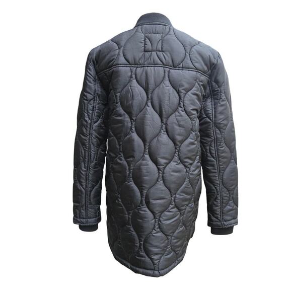Anthropologie Avec Les Filles Women Black Quilted Longline Puffer Coat XS Bomber - Picture 6 of 12